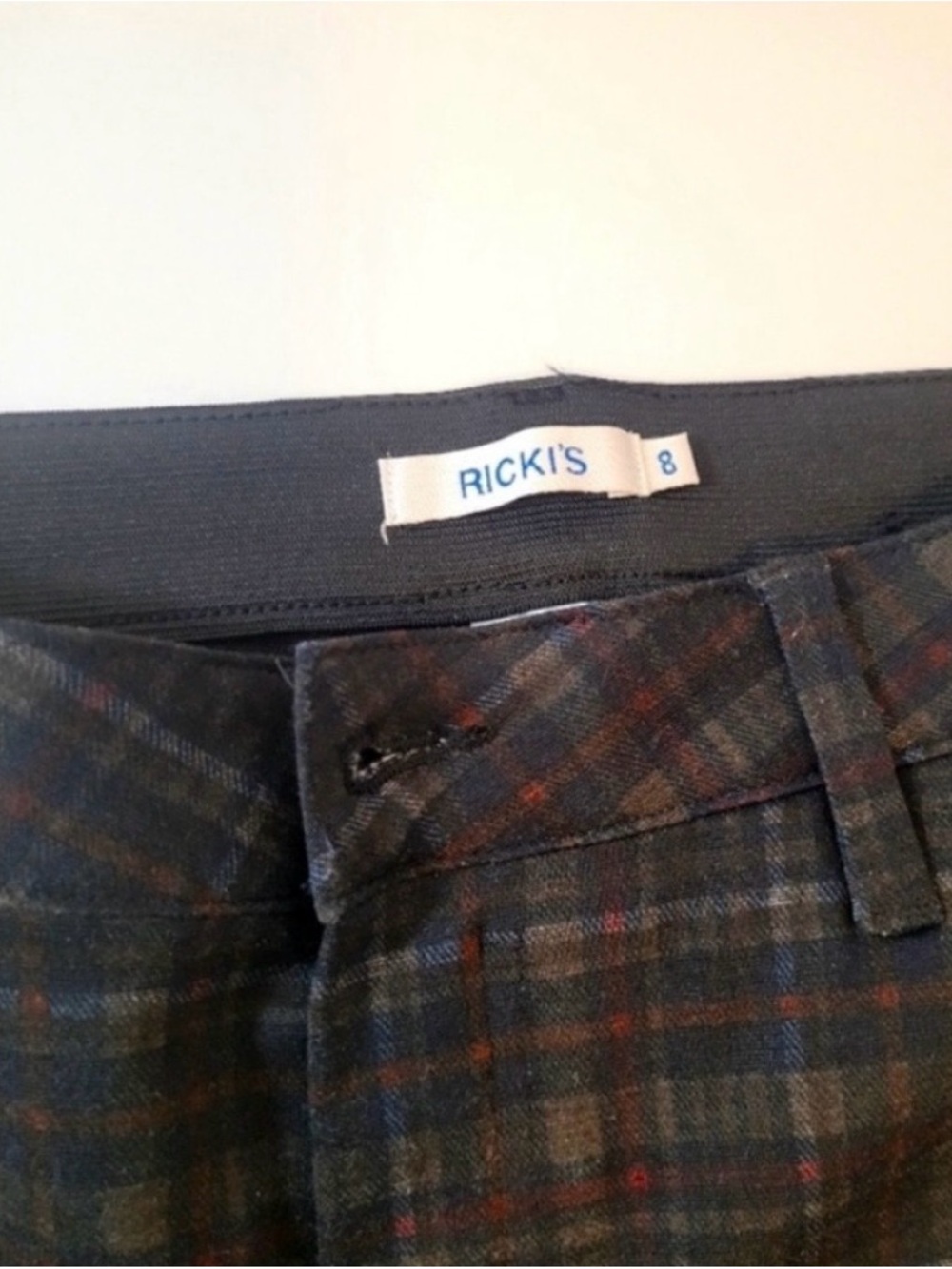 Ricki’s Size 8 Pant Lot (2 Pair) Slant Pocket Slim Pink & Plaid - Picture 7 of 10